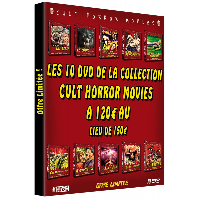 LOT 1 - LES 10 DVD DE LA COLLECTION CULT HORROR MOVIES A 120 EUROS AU LIEU DE 150 EUROS
