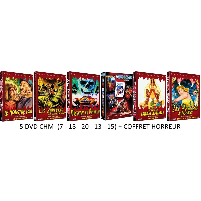 5 DVD COLLECTION CHM + COFFRET HORREUR + FRAIS DE PORT OFFERTS A 65 EUROS AU LIEU DE 100 EUROS 5 DVD COLLECTION CHM + COFFRET HORREUR + FRAIS DE PORT OFFERTS A 65 EUROS AU LIEU DE 100 EUROS